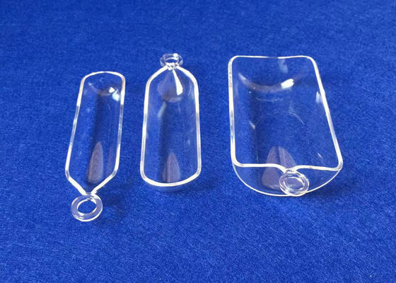 Disesuaikan Transparan Fused Quartz Combustion Boats 50ML Dengan Cincin pemasok