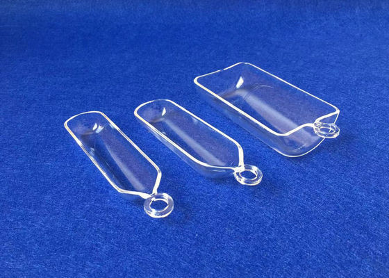 Disesuaikan Transparan Fused Quartz Combustion Boats 50ML Dengan Cincin pemasok